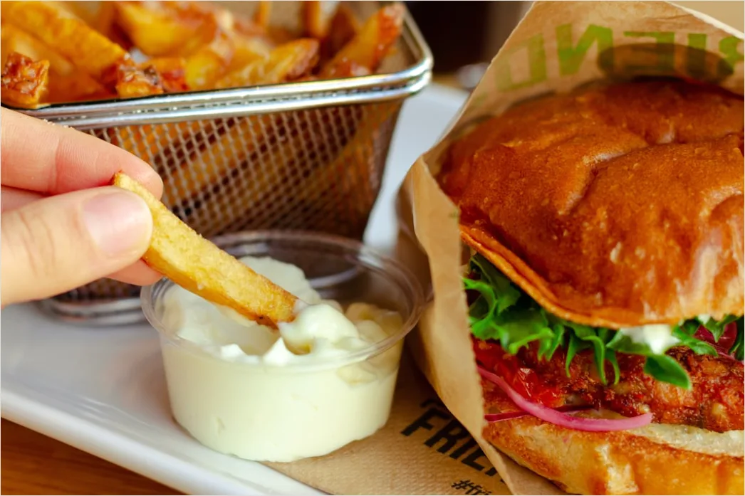 Detail Veganer Burger Nahaufnahme Querschnitt Number 10