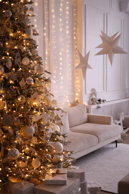 Detail Weihnachten Dekoration Wohnzimmer Baum Lichter Number 14