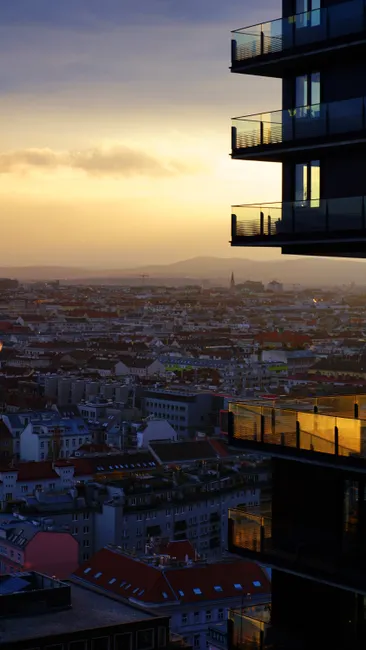 Dachterrasse Wohnhaus Urbane Aussicht Abend Cfe1