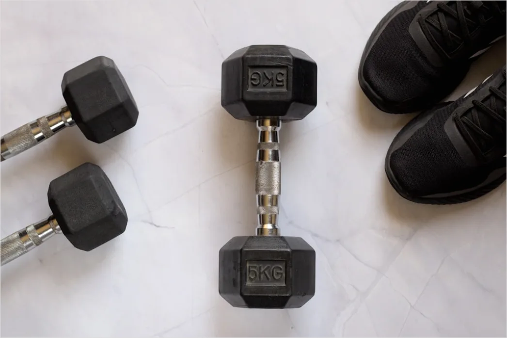 Detail Dumbbells Zuhause Auf Teppich Flat Lay Foto Number 3