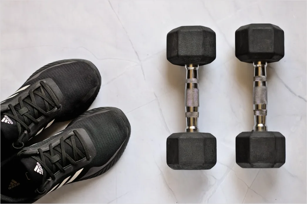 Detail Dumbbells Zuhause Auf Teppich Flat Lay Foto Number 4