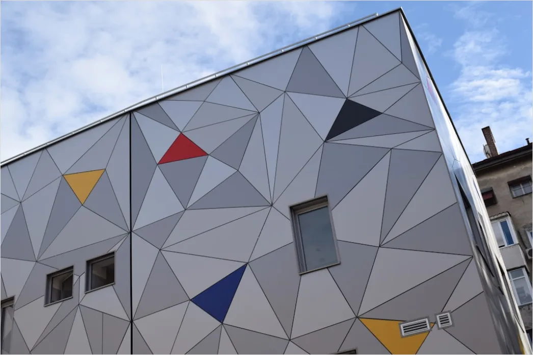 Detail Farbige Fassade Modern Geometrische Formen Number 2