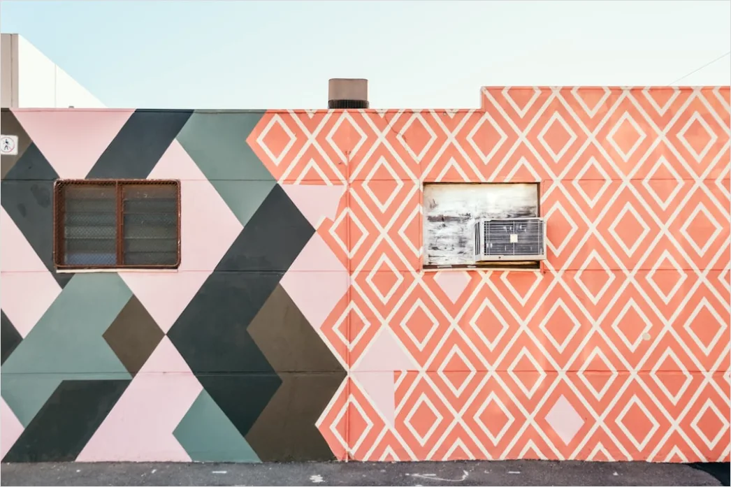 Detail Farbige Fassade Modern Geometrische Formen Number 11