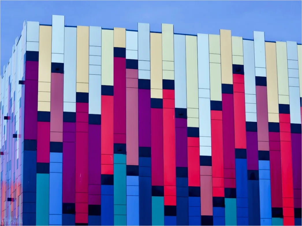 Detail Farbige Fassade Modern Geometrische Formen Number 17