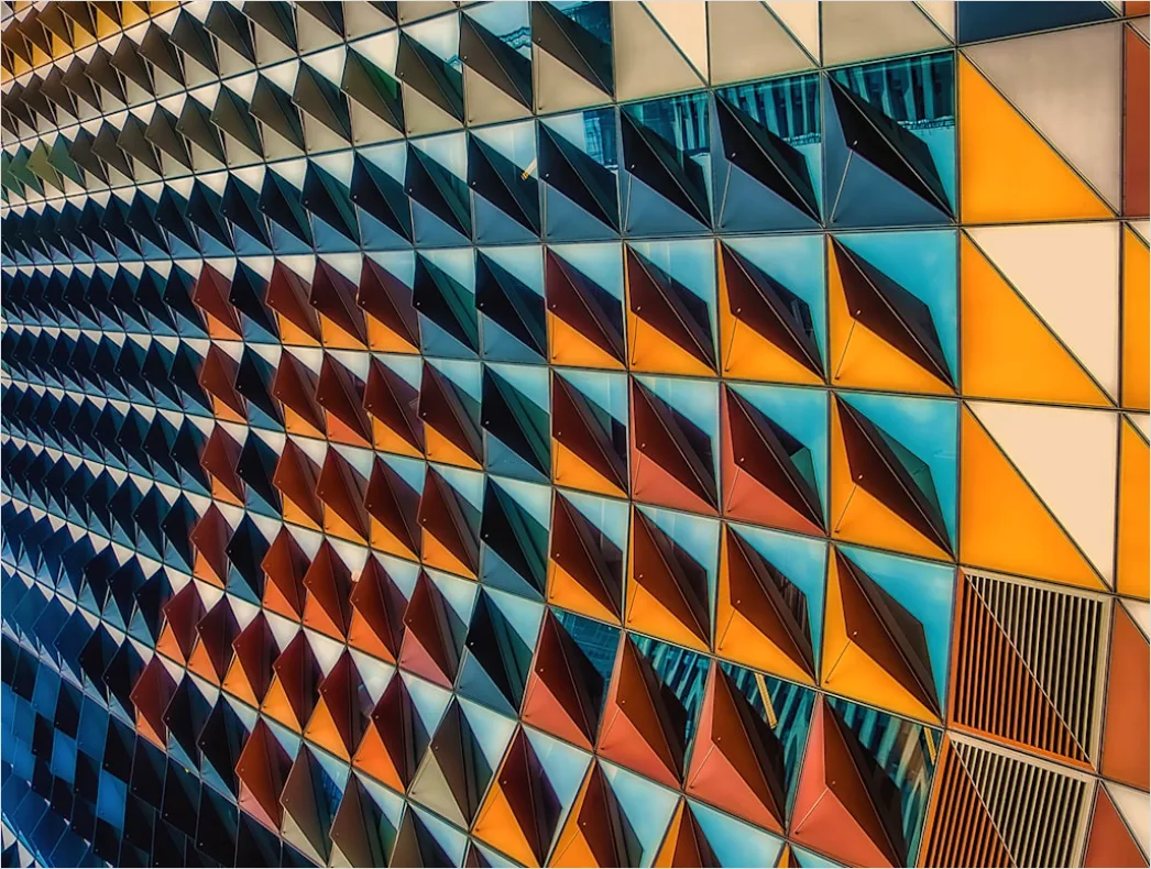 Detail Farbige Fassade Modern Geometrische Formen Number 20