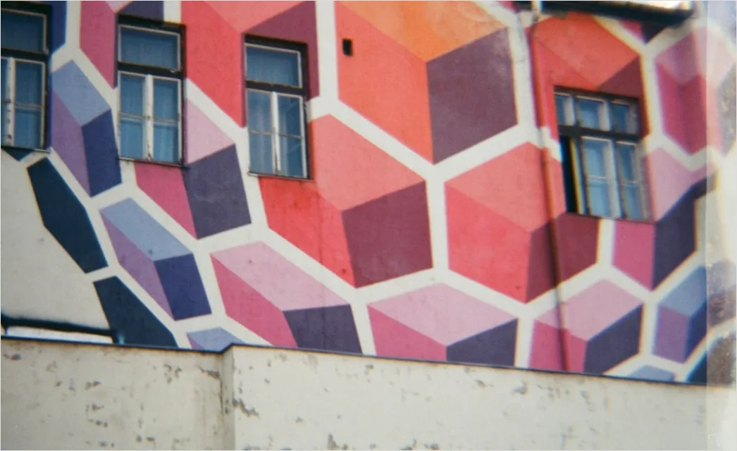 Detail Farbige Fassade Modern Geometrische Formen Number 3