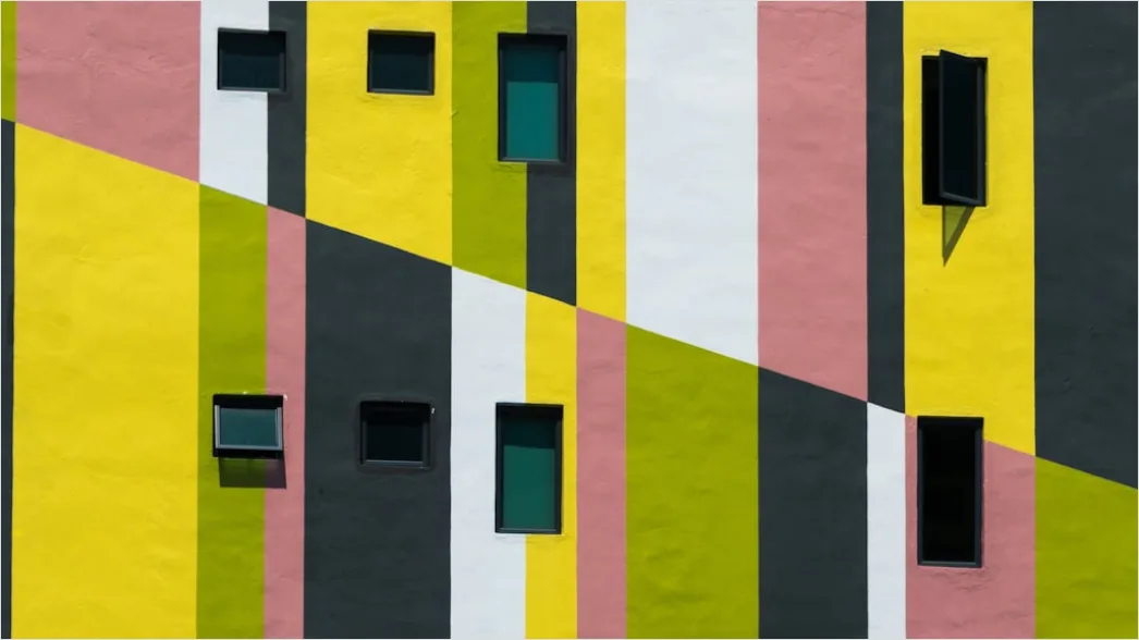 Detail Farbige Fassade Modern Geometrische Formen Number 6