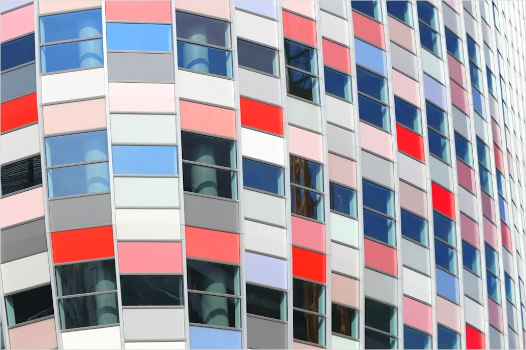 Detail Farbige Fassade Modern Geometrische Formen Number 8
