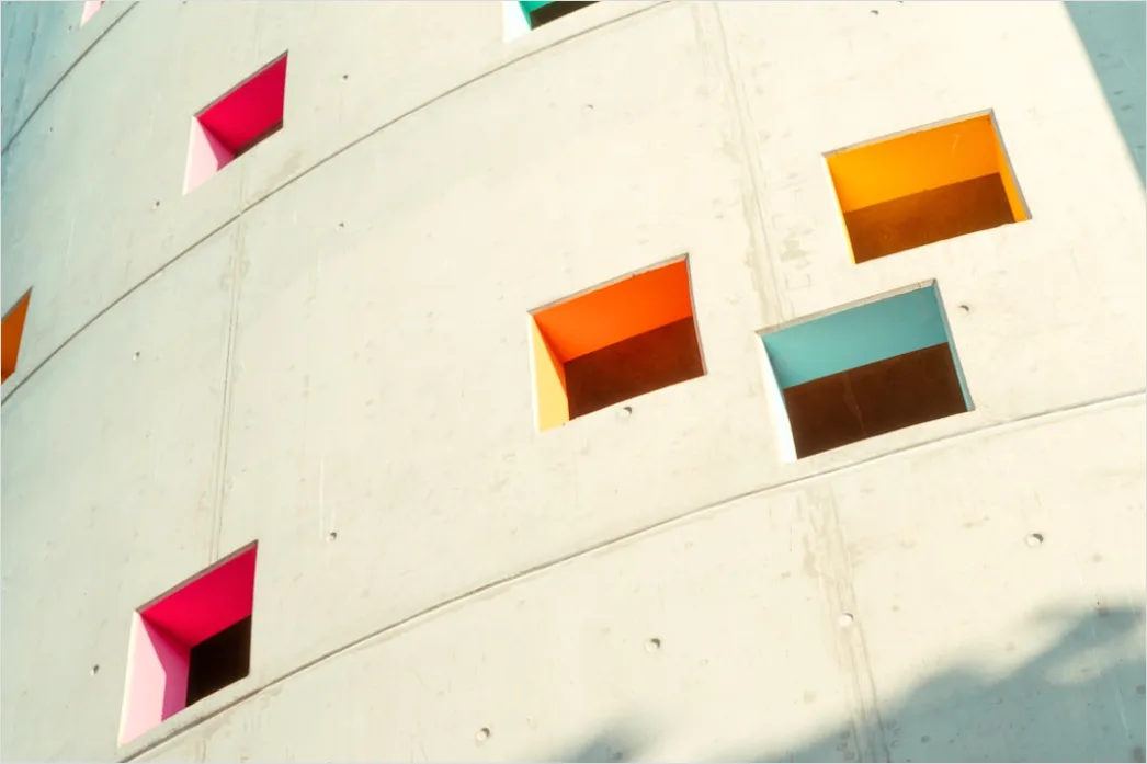 Detail Farbige Fassade Modern Geometrische Formen Number 9