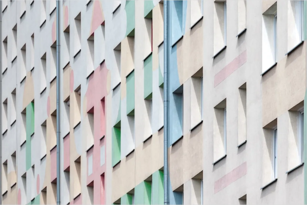 Detail Farbige Fassade Modern Geometrische Formen Number 10