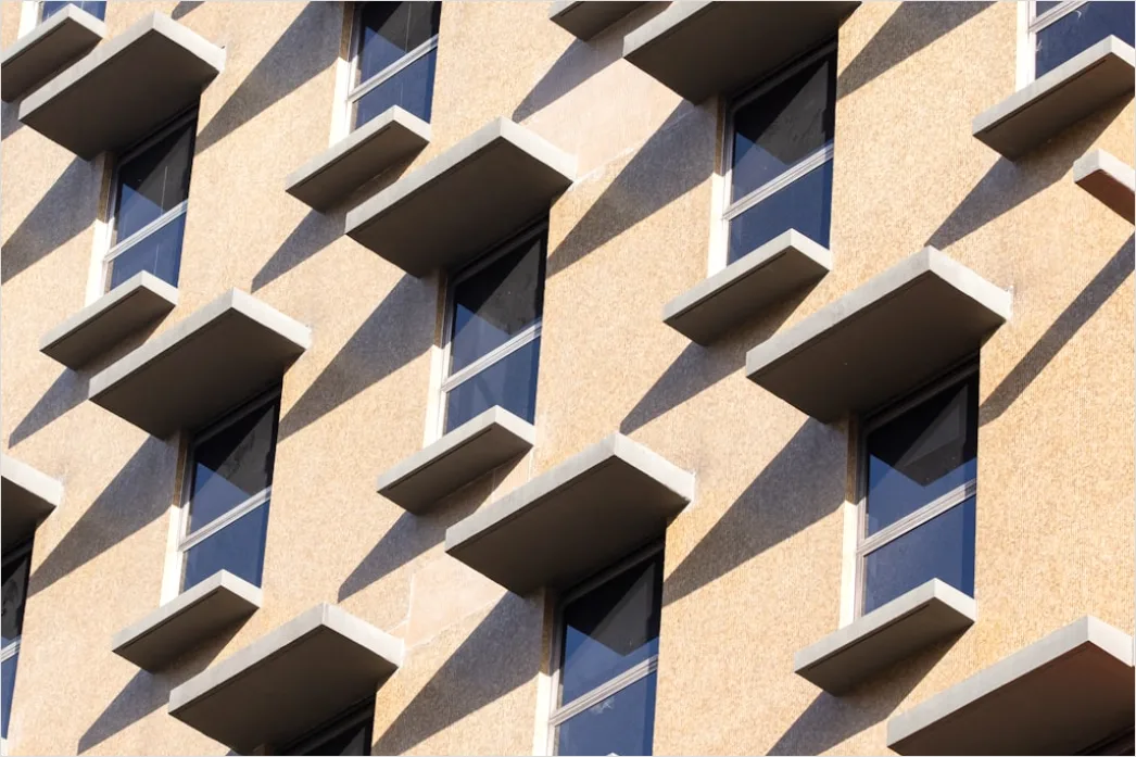 Detail Fassade Mit Balkonen Repetitives Muster Symmetrie Number 5