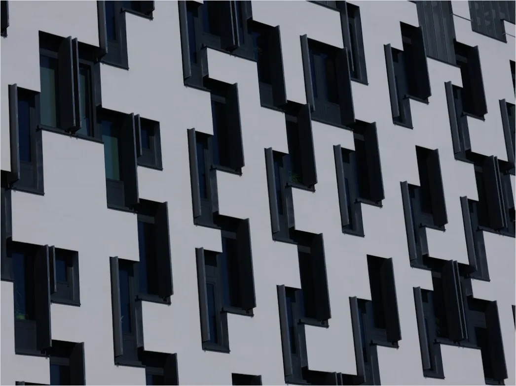 Detail Fassade Mit Balkonen Repetitives Muster Symmetrie Number 6