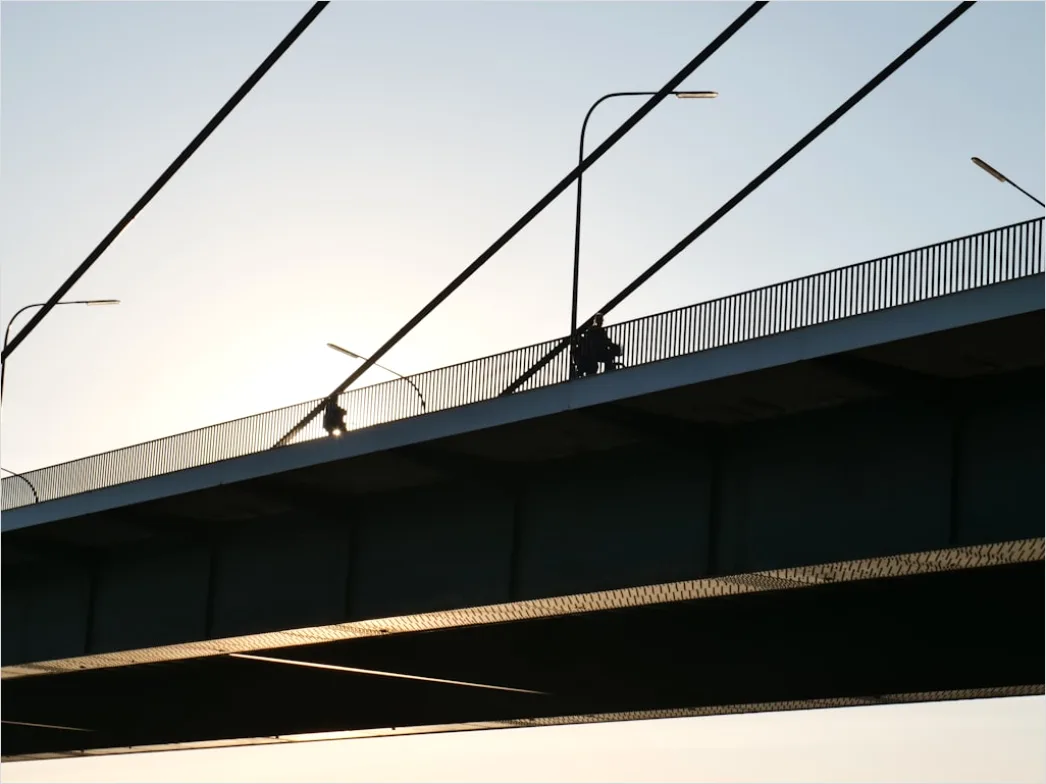Detail Hängebrücke Bei Sonnenuntergang Weite Perspektive Number 3