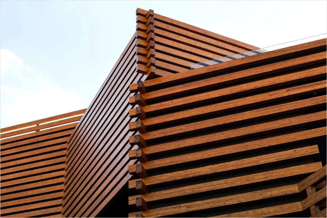 Detail Holzlamellen Fassade Schattenmuster Modern Außen Number 16