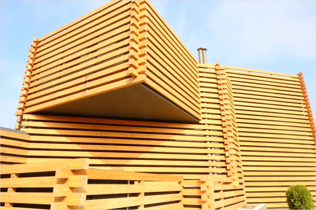 Detail Holzlamellen Fassade Schattenmuster Modern Außen Number 17