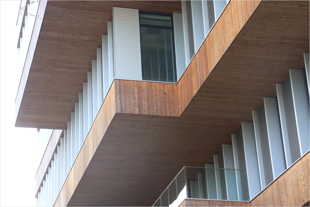Detail Holzlamellen Fassade Schattenmuster Modern Außen Number 6