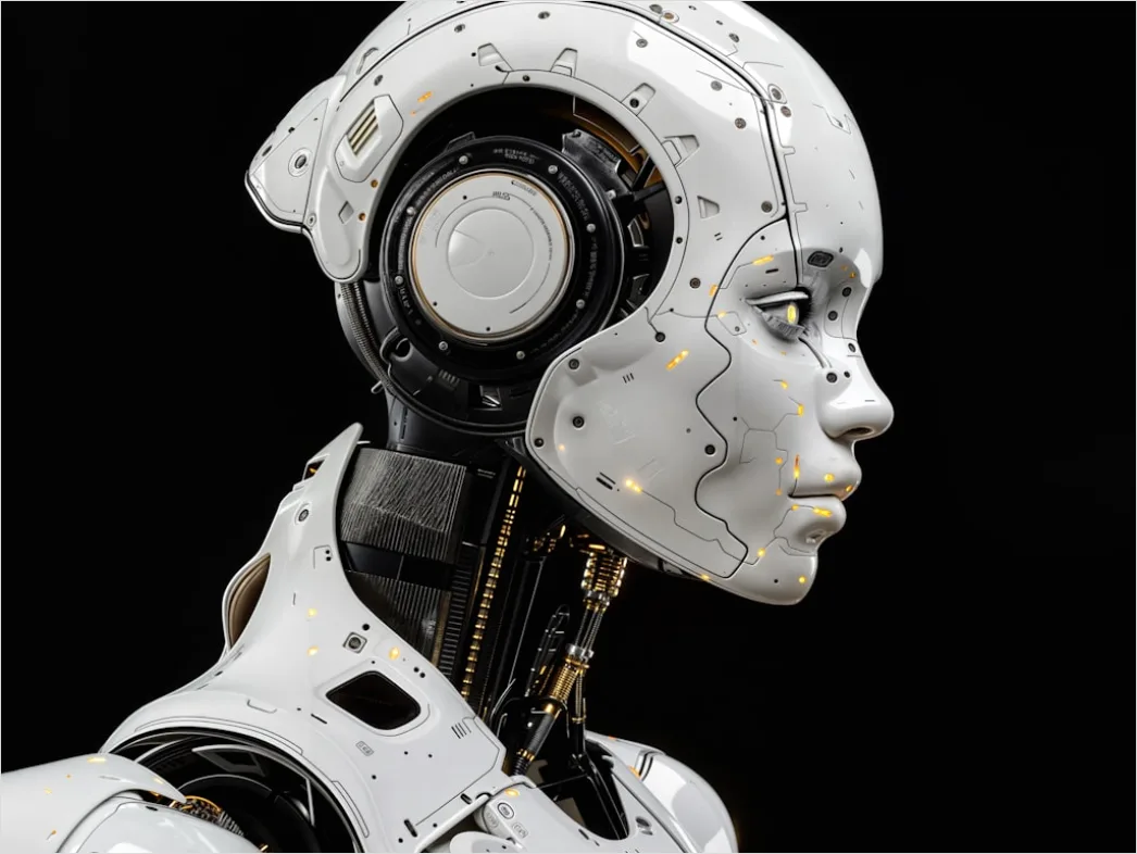 Humanoider Roboter Kopf Nahaufnahme Foto Futuristisch 0f6d