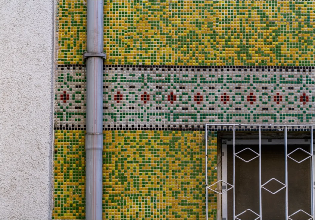 Kachelmuster Fassade Retro Detailaufnahme 9880