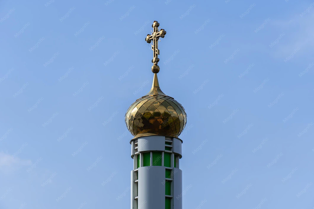 Detail Kirche Turmspitze Gegen Blauen Himmel Detail Number 15