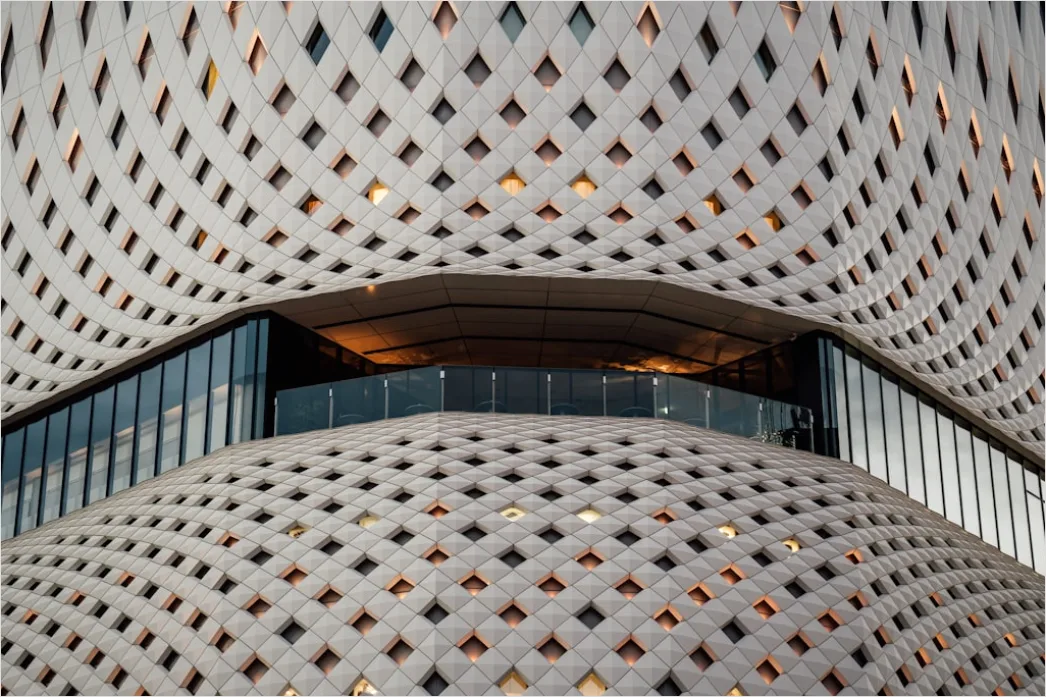 Detail Metallfassade Perforiert Muster Modern Architektur Number 15