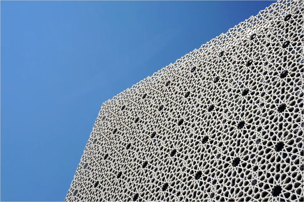 Detail Metallfassade Perforiert Muster Modern Architektur Number 4