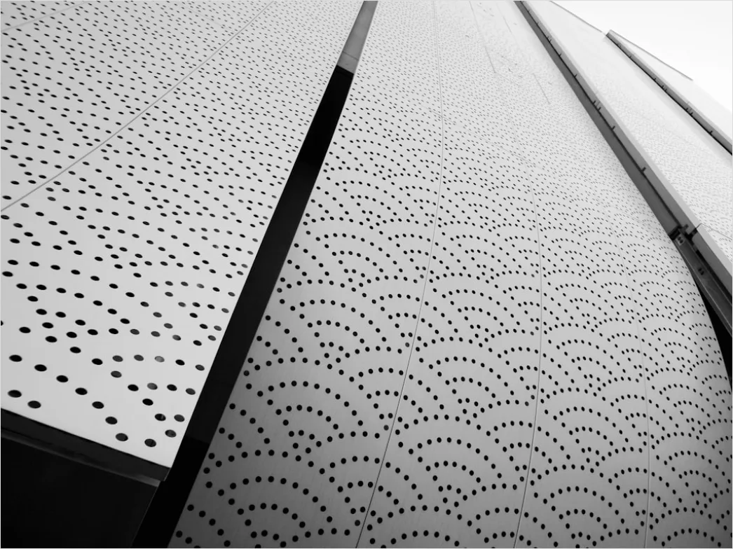 Detail Metallfassade Perforiert Muster Modern Architektur Number 6