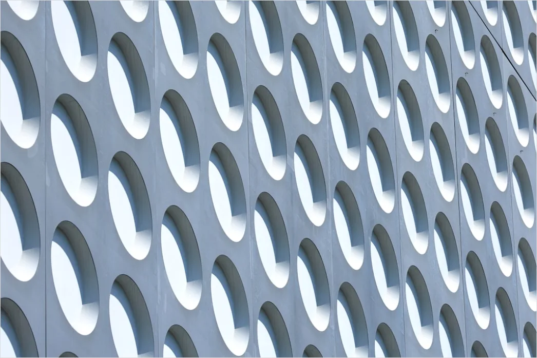 Detail Metallfassade Perforiert Muster Modern Architektur Number 10