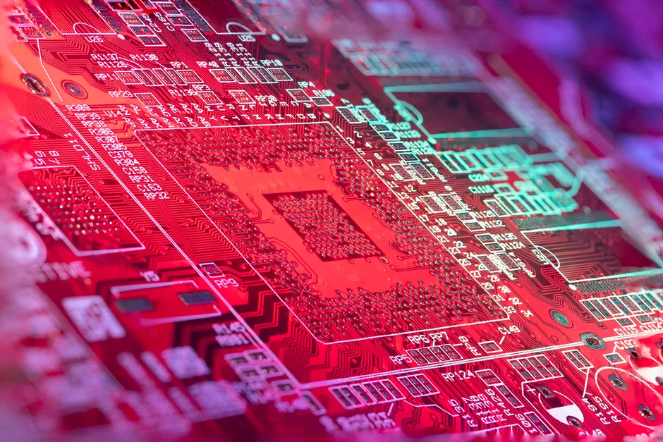 Detail Mikrochip Makro Nahaufnahme Leiterbahnen Number 15