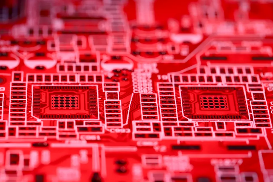 Detail Mikrochip Makro Nahaufnahme Leiterbahnen Number 17