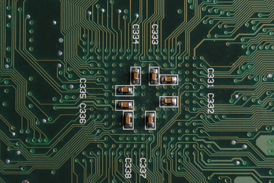 Detail Mikrochip Makro Nahaufnahme Leiterbahnen Number 19