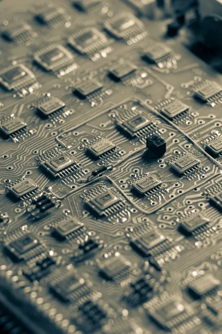 Detail Mikrochip Makro Nahaufnahme Leiterbahnen Number 8