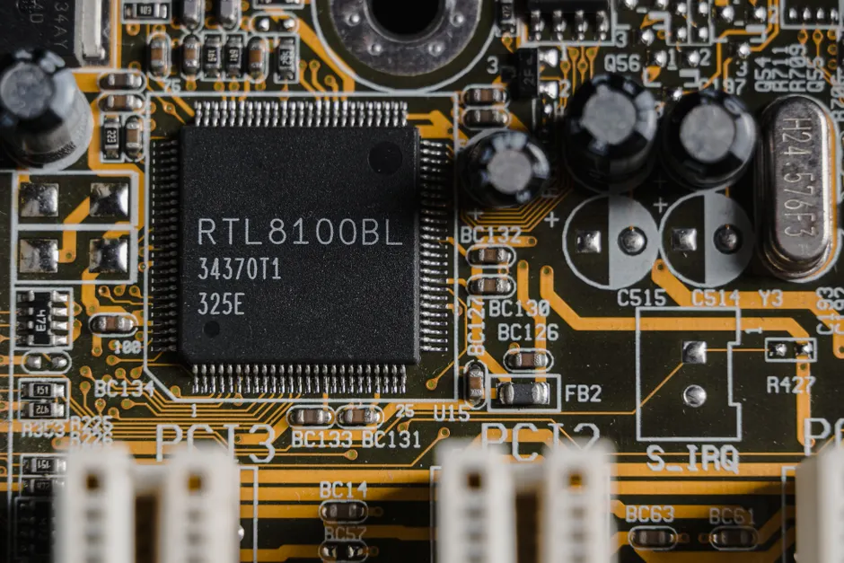 Detail Mikrochip Makro Nahaufnahme Leiterbahnen Number 9