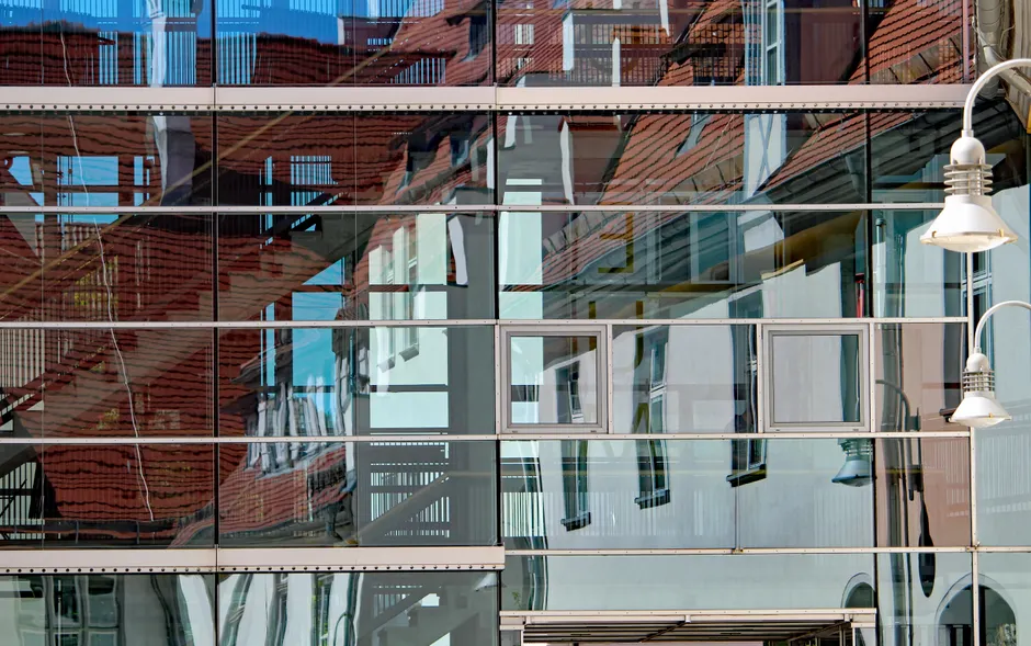 Detail Moderne Architektur Glasfassade Spiegelung Stadtzentrum Number 13