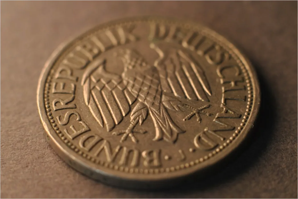 Detail Münze Makro Nahaufnahme Prägung Number 7