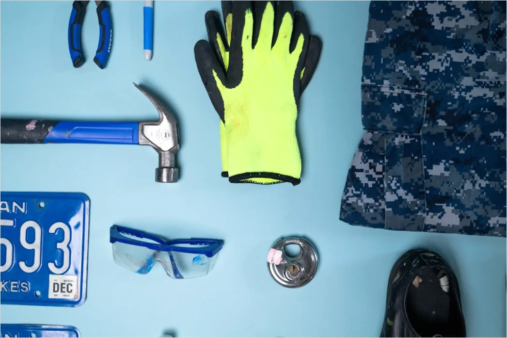 Op Maske Haube Und Handschuhe Flat Lay 853d
