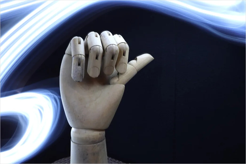 Detail Roboter Hand Berührt Touchscreen Interface Foto Blau Number 16