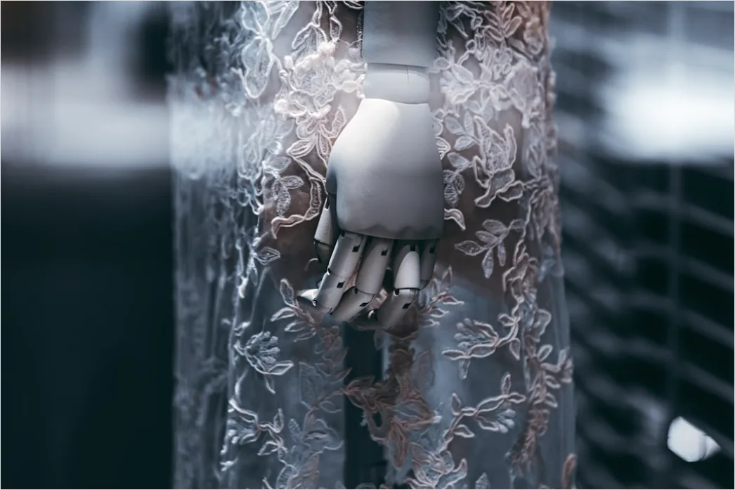 Detail Roboter Hand Berührt Touchscreen Interface Foto Blau Number 4