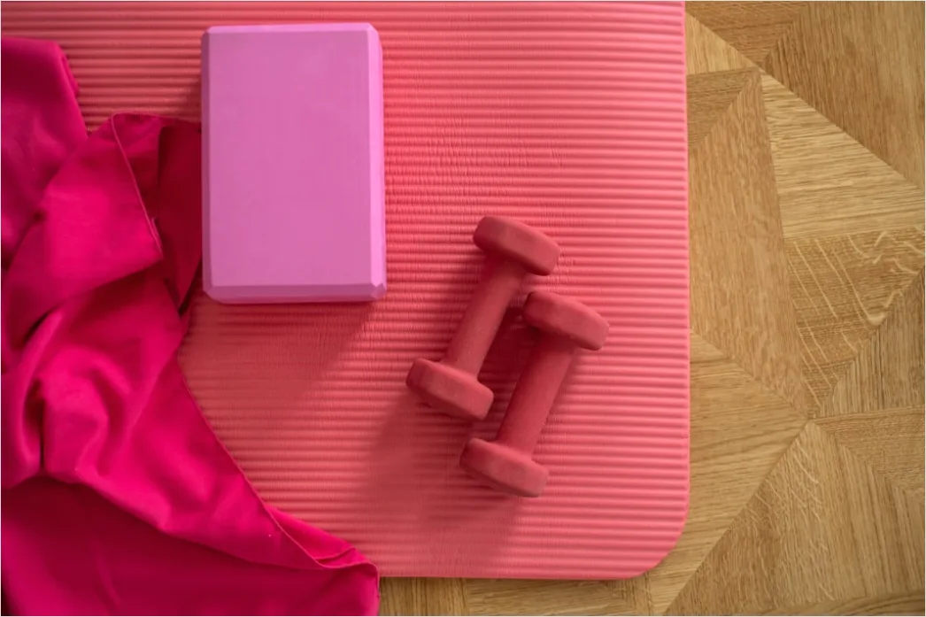 Detail Yoga Matte Block Gurt Flat Lay Foto Number 3