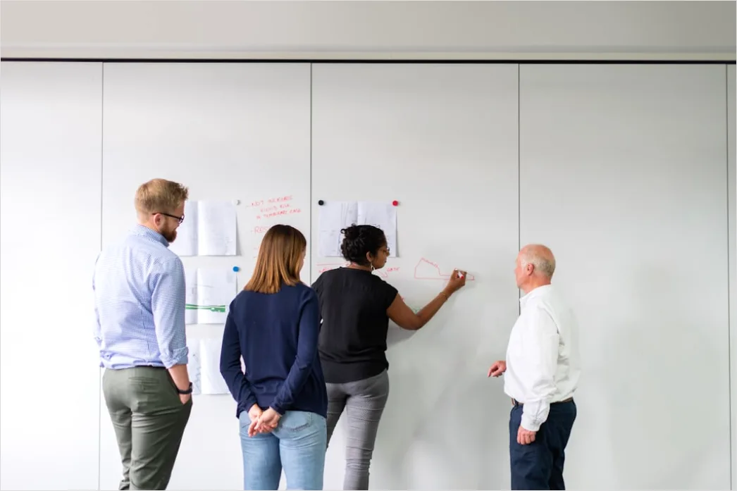 Agile Scrum Meeting Vor Kanban Board Foto