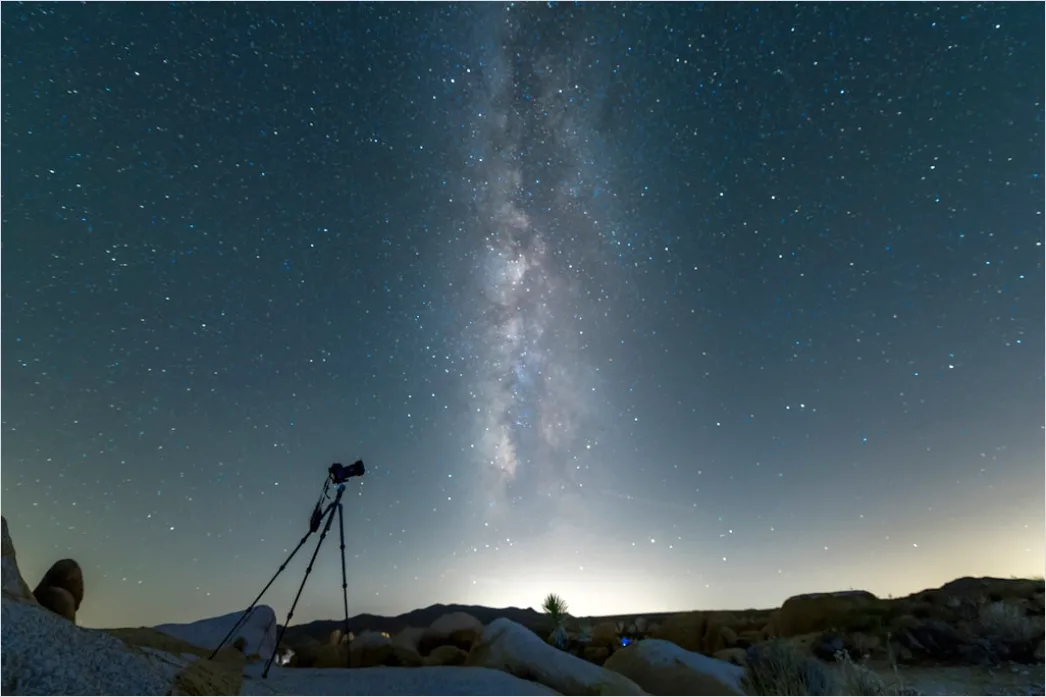 Astrofotografie Setup Stativ Teleskop Nacht Foto 185d