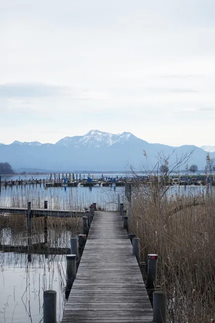 Detail Chiemsee Ufer Mit Booten Und Alpen Im Hintergrund Number 14