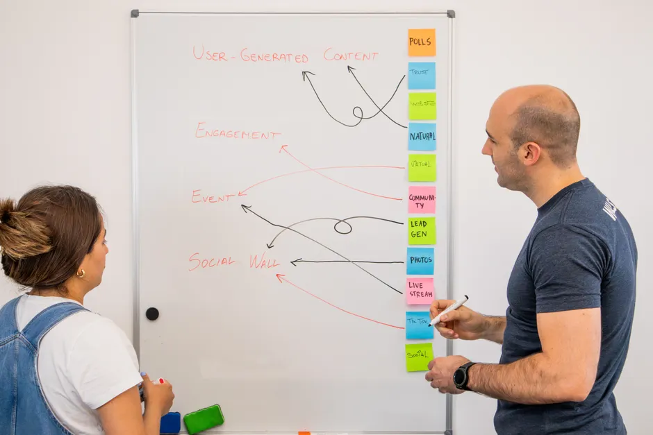 Diverses Team Brainstorming Am Whiteboard Im Buero Foto 28d8