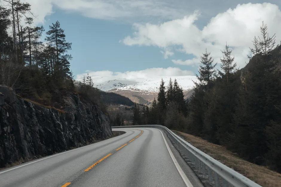 Detail Fjordlandschaft Norwegen Straße Am Wasser Panorama Number 12