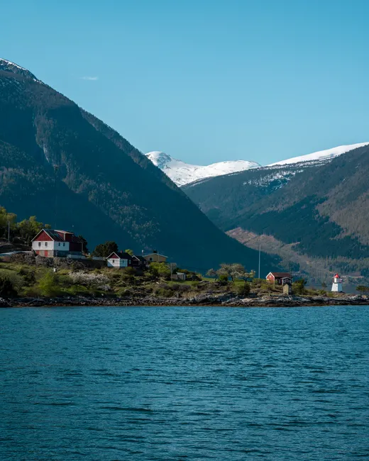 Detail Fjordlandschaft Norwegen Straße Am Wasser Panorama Number 13