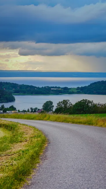 Detail Fjordlandschaft Norwegen Straße Am Wasser Panorama Number 17