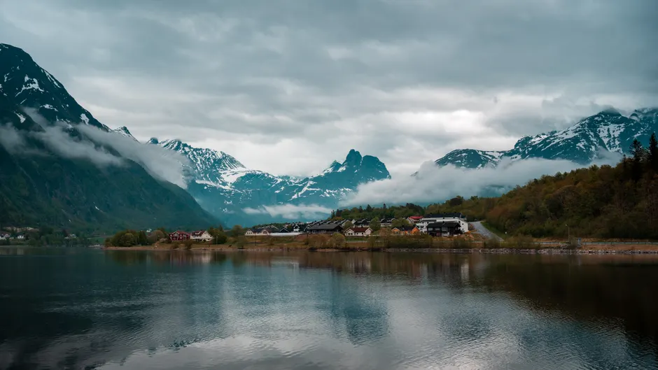 Detail Fjordlandschaft Norwegen Straße Am Wasser Panorama Number 3