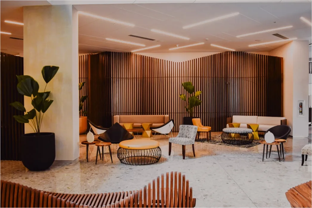 Hotel Lobby Moderne Architektur Mit Reisenden 1d1b