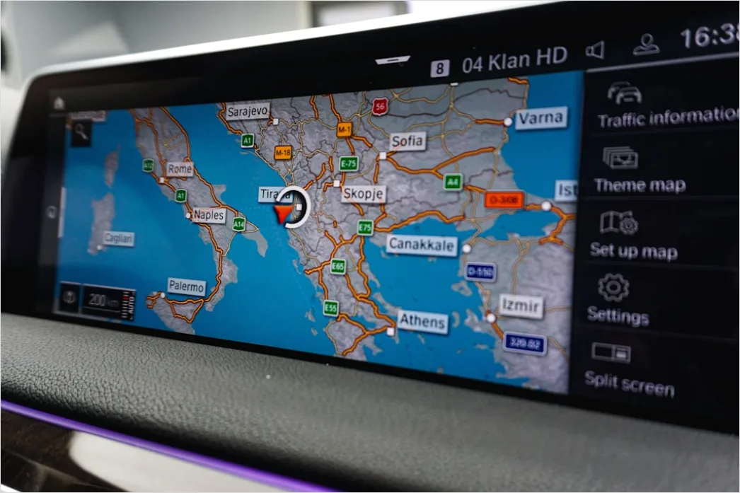 Navigation Im Auto Kartendarstellung Auf Display Nahaufnahme 0a16