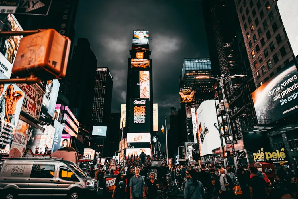 Detail New York Times Square Lichter Menschenmenge Number 15