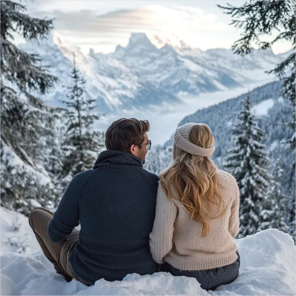 Paar Im Schnee Winterurlaub Romantik F7ac